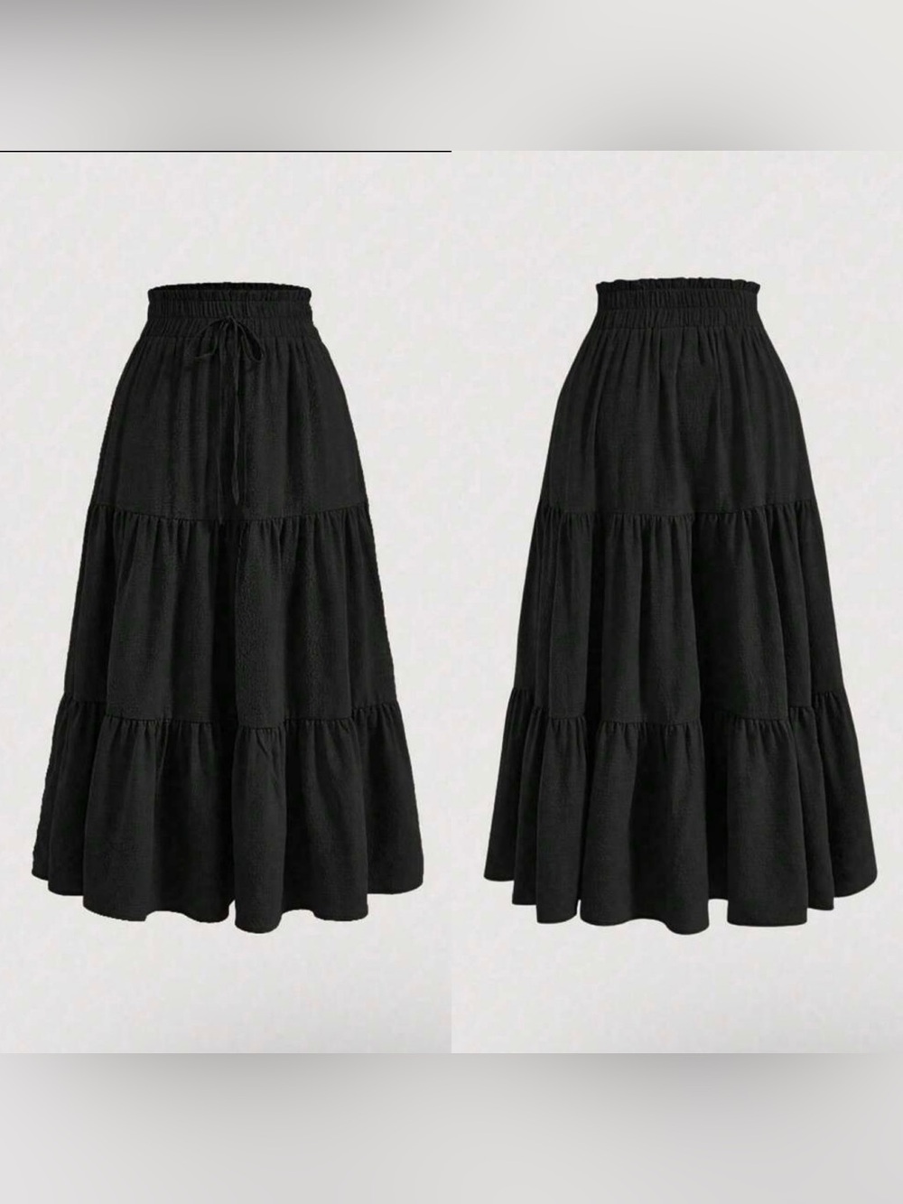 SHEIN Black Tiered Smocked-Waist Maxi Skirt